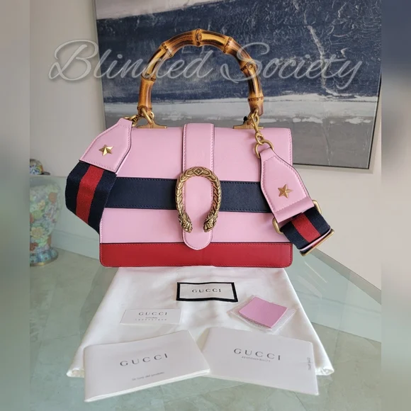 Gucci Dionysus Bamboo Top Handle Colorblock Handbag w Web Crossbody Strap - Picture 5 of 12